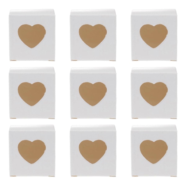 50 stk. firkantede kraftpapir slikæsker PVC Transparent hjerteformet vindue cupcake favor æsker bryllupsfest tilbehør (hvid)