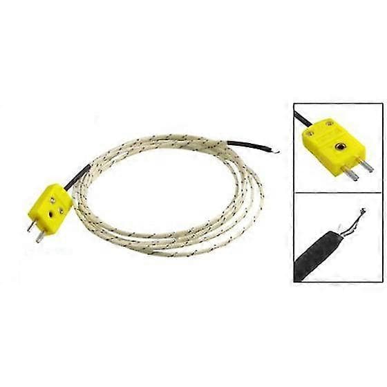 2m Kabel K Typ Termoelement Temperaturmätningsprob Sensor Vit