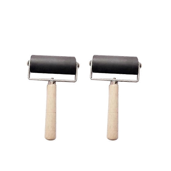 2 st 6 cm Färgstämplingsrulle Gummi Brayer Tryckeri Hantverksprojekt Verktyg (Svart)