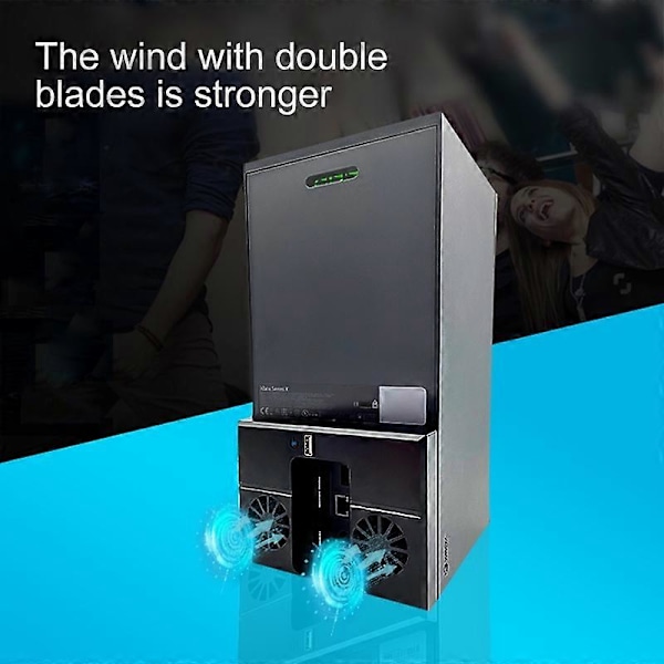 Jäähdytystuuletin 2 Tuuletinta USB-virtalähteellä Sivukiinnitteinen Pystysuora Pelikonsolin Jäähdytin Xbox Series X:lle