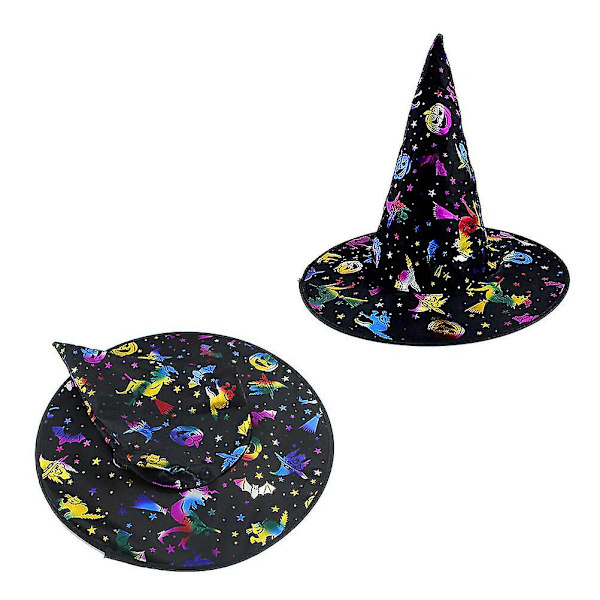 2 stk. Halloween Hat Heks Udklædning Varm Stempling Hatte Festartikler Til Halloween Festival Maskerade (dobbelt Lag Farve Guld Tilfældig Farve)