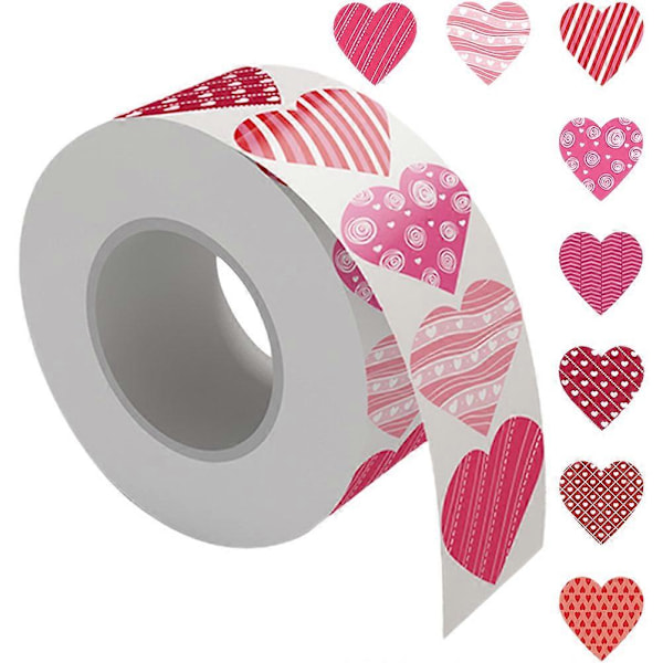 1 rull Valentinsdag-klistremerker Dekorative hjerte-klistremerker Selvklebende hjerte-klistremerker Gaveetiketter