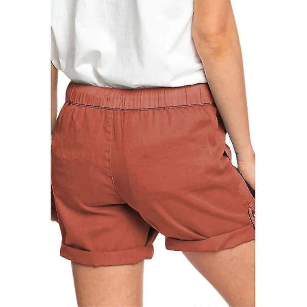 Sommarshorts för damer med elastisk midja, dragsko och cargofickor Orange 2XL