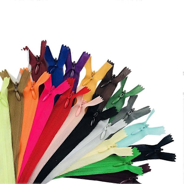 50 st 60cm Nylon Osynliga Dolda Dragkedjor Flerfärgade Dragkedjor Stängd Dragkedja för Sömnad (Blandade Färger)