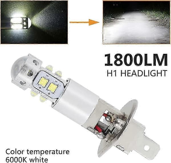 2 stk. H1 LED-frontlyspærer Super Bright 6000K Hvite LED-tåkelyspærer Frontlykt