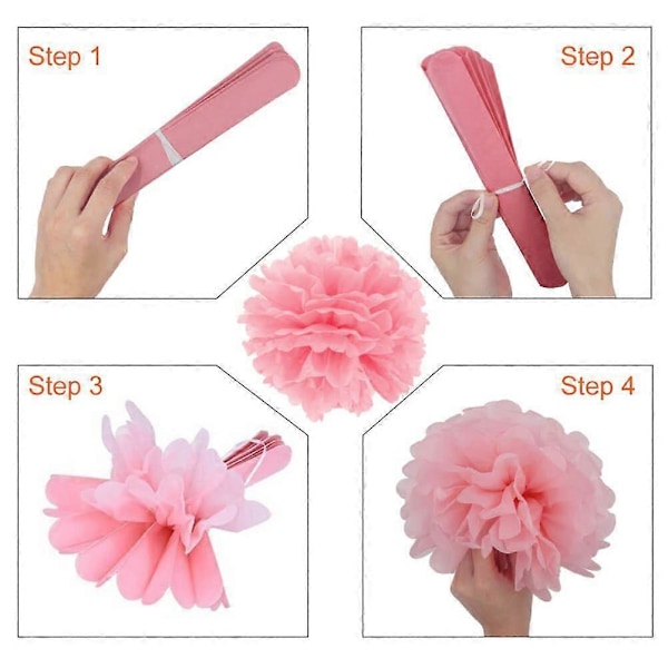 5 stk. 8\" Gull Silkepapir Pom Pom Blomsterball