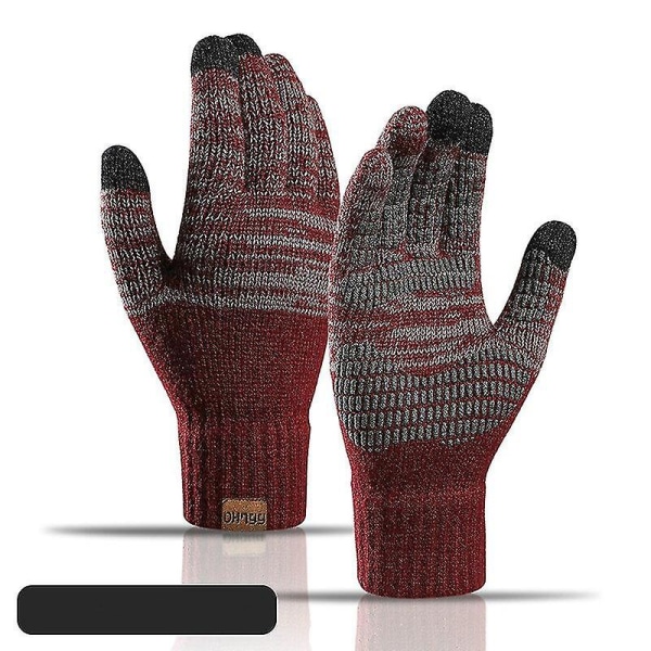 Strikkede Vinterhandsker til Kvinder og Mænd Cashmere Strikkede Kvinder Efterår Vinter Varme Tykke Handsker Touch Screen Skihandsker Wine red