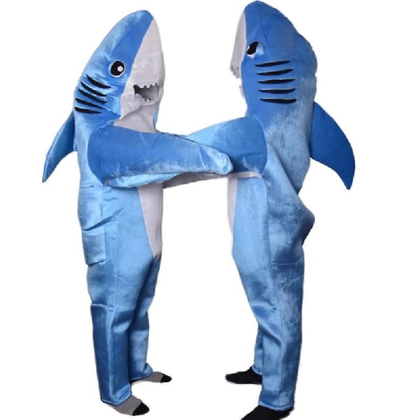 Blue Shark Costume Funny Marine Animal Cosplay Jumpsuits Halloween kostymer för barn och vuxna Size for Adult 4-6 Years old kids