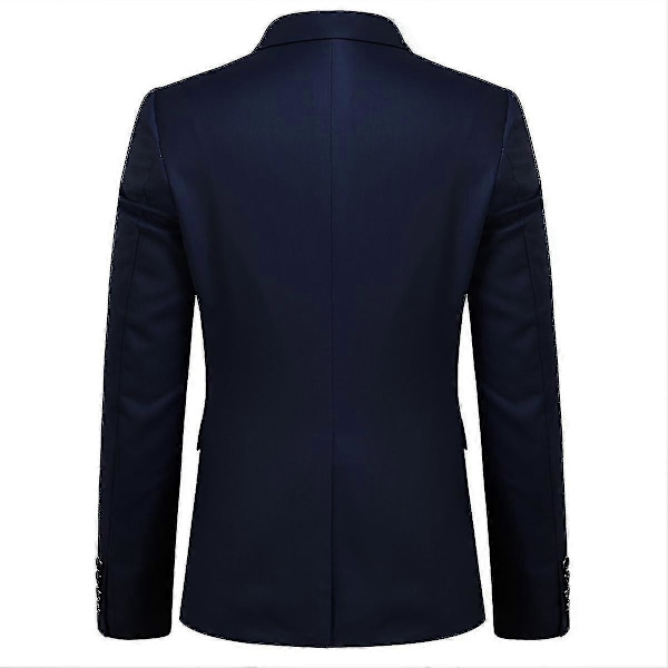Herre Jakkesæt Business Casual 3-delt Jakkesæt Blazer Bukser Vest 9 Farver Navy XL