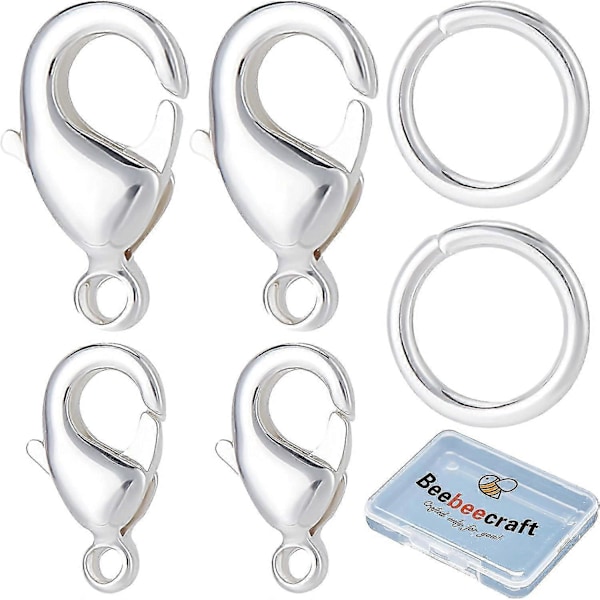 40 st Mässing Hummerlås i 2 Storlekar 925 Sterling Silverpläterade Smyckeslås Kopplingar Med Ögla För Armband Halsband Smyckestillverkning