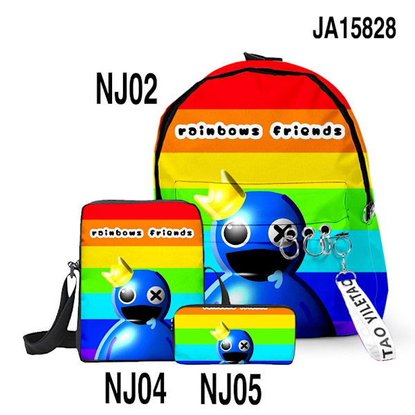 3 kpl Rainbow Friends -koululaukku, olkalaukku, lasten reppu style 1