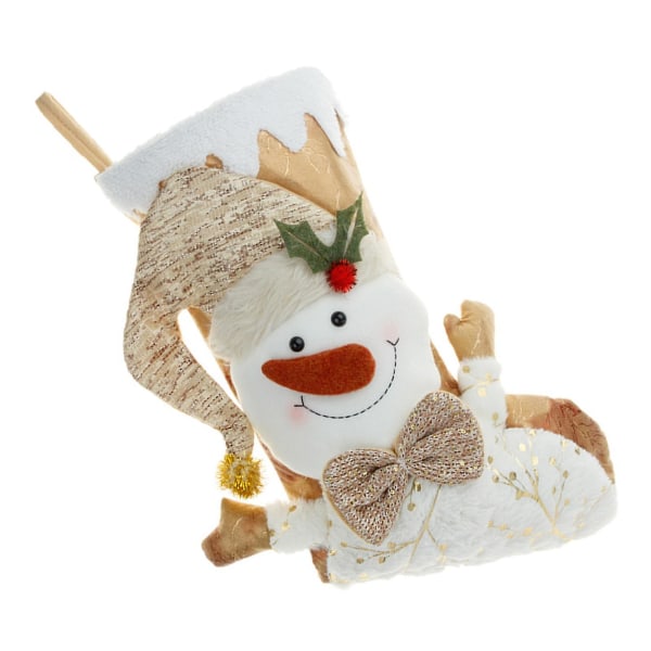 Julgodispåse med rep Härlig godisförvaring 3d-mönster Mjuka snögubbar Julstrumpa till jul Snowman