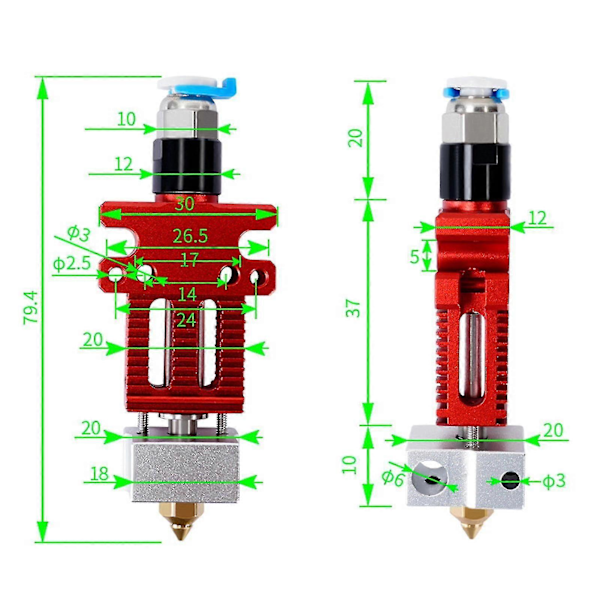 Cr-6 Se Hotend Kit Alt Metal Design Kompatibel Med Creality Cr6 Se/ Ender-3 Serien 3D Printere