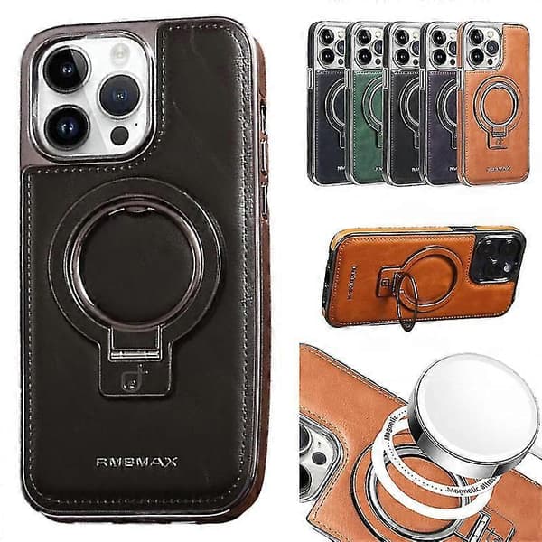 Luksuriøs Læder Usynlig Stativ Telefonetui Til Iphone Case15/14/13 Pro Max BLACK iPhone 13