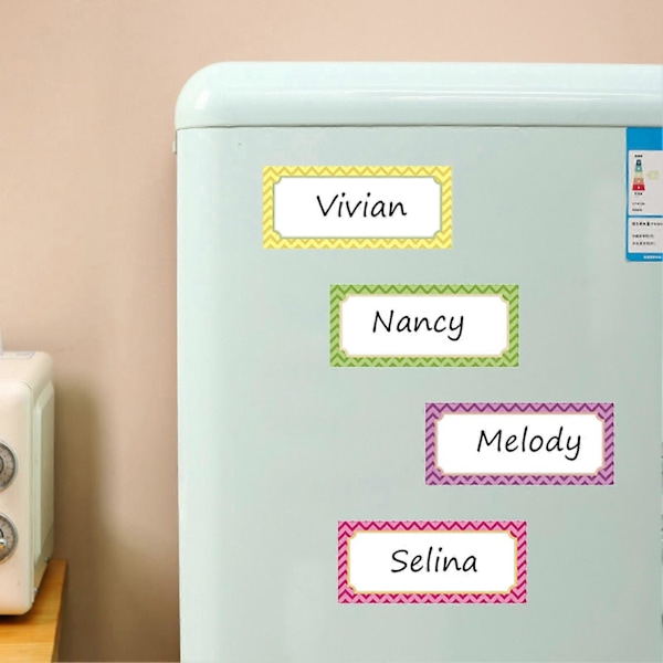 JIKAIX 8 stk. Magnetiske Navneskilte Sletbare Anti-ridse Rektangulære Universelle Navnemærker Whiteboard Magneter Kontorartikler