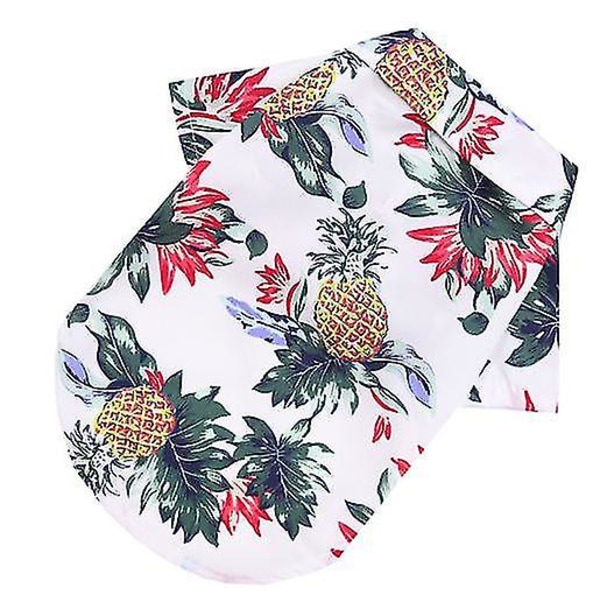 Sommarskjortor för husdjur Hawaii stil blommig hundskjorta Beach Ananas printed husdjur T-shirts Andas sällskapsdjur Coola kläder för S-5xl husdjur White 4XL