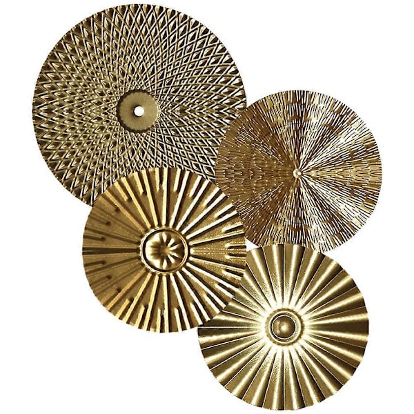 4 stk. Metal Vægkunst Moderne Stil Irregulær Metal Disk Vægdekoration til Hjemmekontor