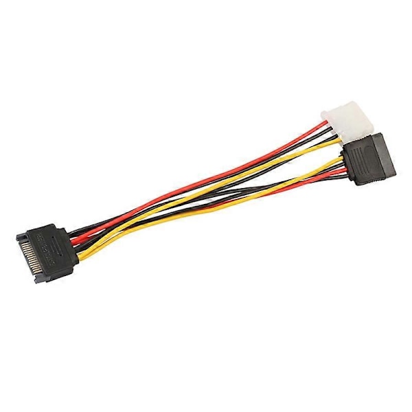 15-nastainen SATA uros - 4-nastainen IDE Molex naaras + 15-nastainen SATA naaras virtajohto