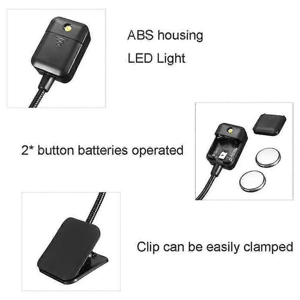For Kindle & Notebook Leselys LED Boklys Bordlampe Mini Fleksibel Klemme