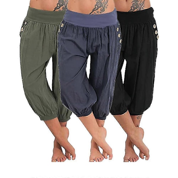 Yoga Byxor Dam Sidofickor Harem Bloomers Capri Byxor Underdelar Snabbtorkande Fukttransporterande Lättvikt Hippie Boho Ljusblå Tangerine Puder Vit White 4XL
