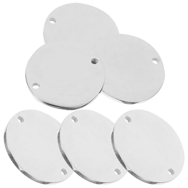 6 stk. Runde Stemplings Emner Tags med Hul Rustfrit Stål Blank Tags Runde Blank Vedhæng til DIY