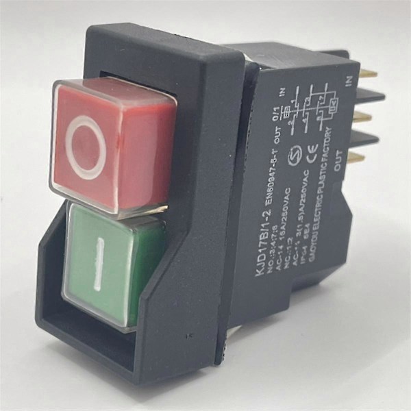 KJD17 6-polig Elektromagnetisk Start Tryckknapp Strömbrytare 15A AC250V IP55 Vattentät Säkerhetsbrytare för Utrustning