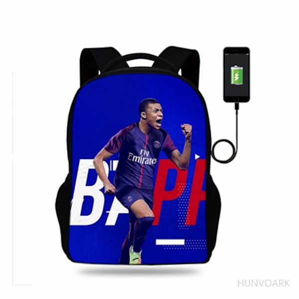 17\" Klassisk Kylian Mbappe Superstar Print Rygsæk Ivory