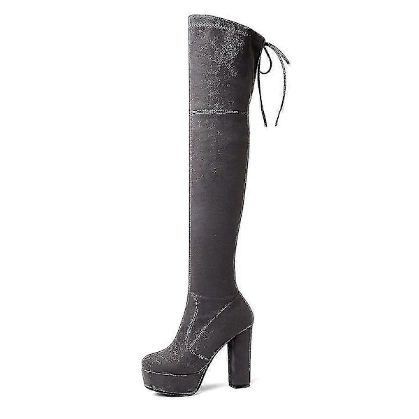 Størrelse 34-43 Nye Over Knee Støvler Ruskind Lårhøje Platform Støvler Slanke Sexede Kvinder Damer Vinterstøvler Specialfremstillet khaki 8