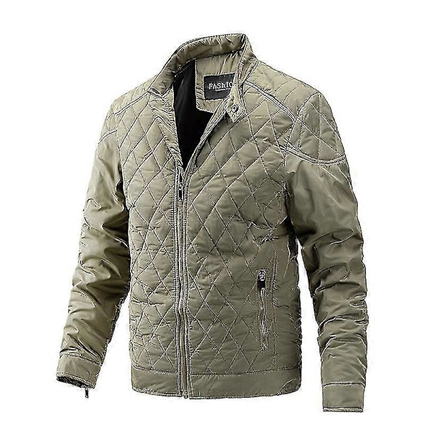Ny Vinterjacka Herr Varm Ytterkläder Mode Rutiga Jackor Kappa Herr Sta Khaki 4XL