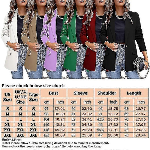 Dame Business Jakker Åben Front Blazer Casual Langærmet Arbejdstøj Khaki M