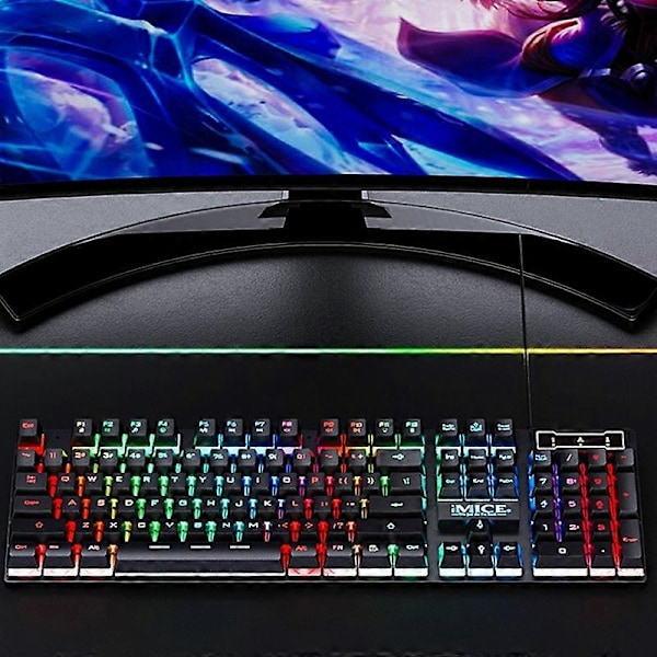 104 Tangenter IMICE Gaming Tangentbord Vattentätt Färgglatt Bakgrundsbelyst Media Tangenter Glödande USB Skrivbord Trådbundet Gaming Tangentbord Datortillbehör
