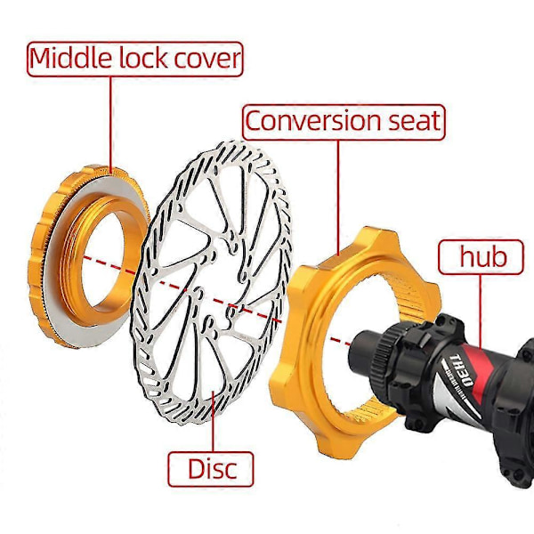 Cykel Nav Center Lock Til 6 Huls Adapter Nav Midterlås Konvertering 6 Bolt Rotor Skivebremse Tilbehør