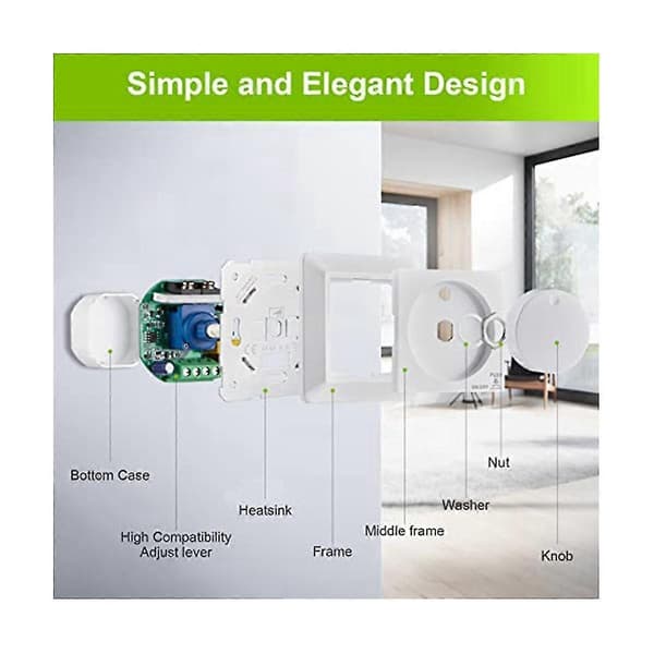 LED-dimmer, infälld dimmer för dimbara LED och halogen, 5-300 W dimmer LED, Ph