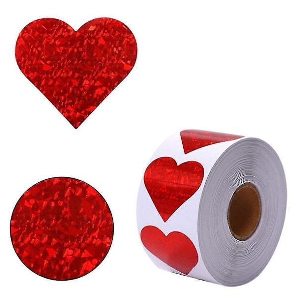Glitter Hjerte Klistremerker for Valentinsdagen, Rød Hjerte Klistremerke Rull, Hjerte Etiketter For Jubileer Bryllup