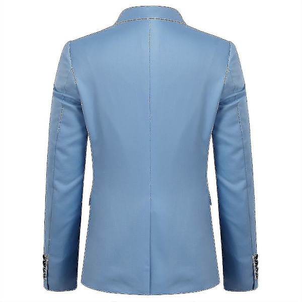 Herre Jakkesæt Business Casual 3-delt Jakkesæt Blazer Bukser Vest 9 Farver Light Blue 3XL