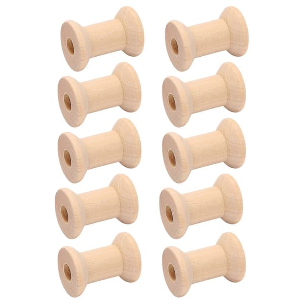 10 stk. Tomme trådspoler i træ, naturfarve 29 mm X 23 mm