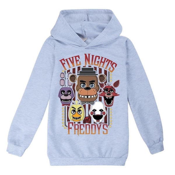 7-14 år Barn Tonåringar Pojkar Flickor Fnaf Five Night At Freddy's Hoodies med printed Sweatshirt Toppar Långärmad tröja med huva Gray 160