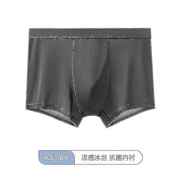 2kpl Miesten Hengittävät Alushousut Jääsilkki Bokserit Saumattomat Seksikkäät Alushousut Bokserit Miesten Alushousut Grey XL 53-63KG