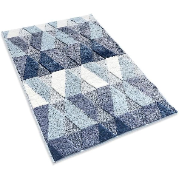 Tflycq Badrumsmatta Löpare Stor Badrumsmatta 61 x 102 cm Blå Absorberande Golvmatta Luddig Mikrofiber Geometrisk Pad Duschmatta Löpare, Blå 20*32 inch