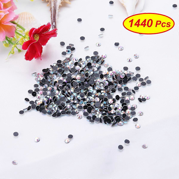 Ett set med 1440 st SS16 4mm Crystal AB Resin Hotfix Rhinestones Flatback för DIY Kläder Väska Smycken Mobiltelefon Dekoration