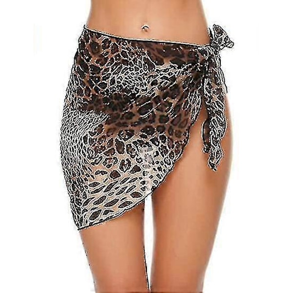 Strand Sarong Svømmedragt Overtræk Til Kvinder Åndbar Hurtigtørrende Sarong Nederdel A Leopard 208*50cm