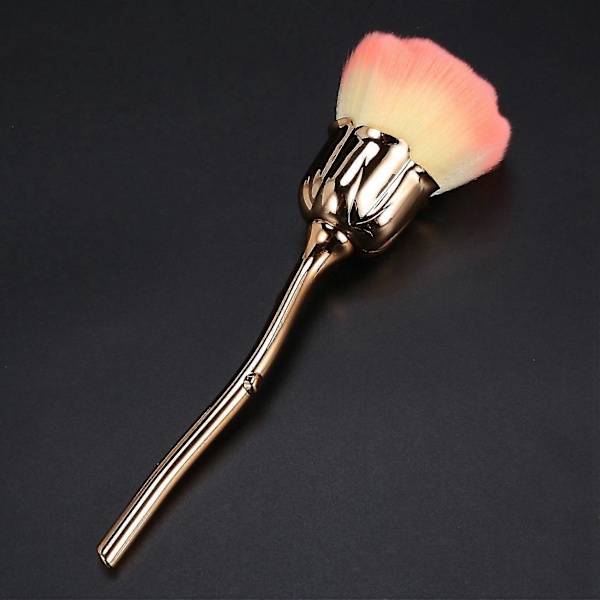 Nageldammborste Rosa Borste Nagelkonst Rengöringsborste Rougeborste (guld)