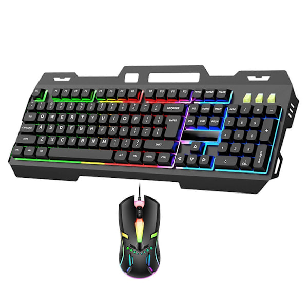 Trådbundet Gamingtangentbord med Mus-set Ergonomisk Symmetrisk Design Exakt Kontroll Bakgrundsbelyst Mekaniskt Tangentbord Mus