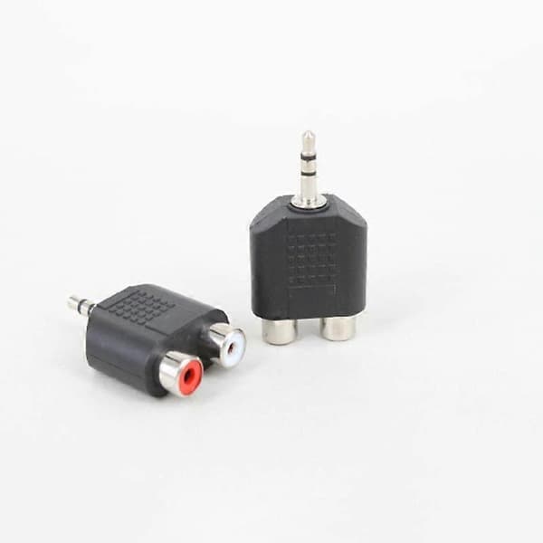 3,5 mm Audio Han Jack Udgangsstik til 2 RCA Hun Splitter Adapter Konnektor