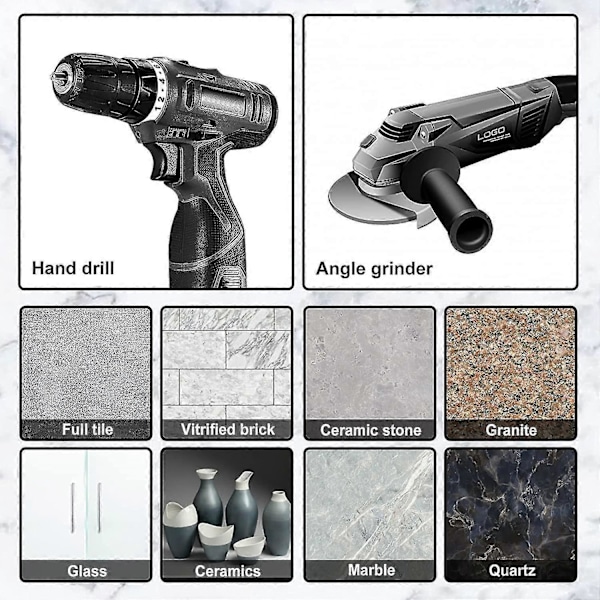 6 st Svarta Torrdiamantborrar Set För Granit Keramik Marmor Kakel Sten Glas Hårda Material 5/6