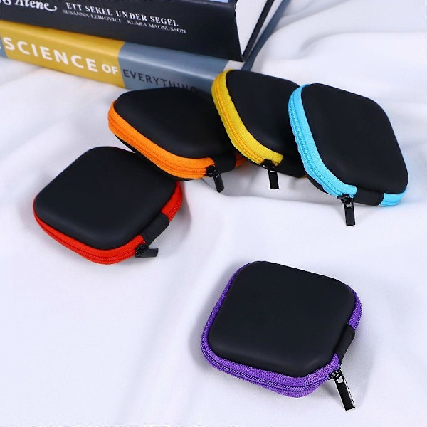 Lajitelma Värikkäitä Mini EVA Kuulokkeiden Säilytyskotelo Kannettava Matkakotelo Kuulokkeille Nappikuulokkeille Headset USB-kaapelin Pussi (Oranssi)