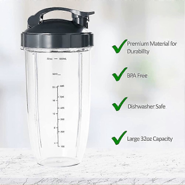 7 deler Nutribullet Blender Kopper & Bladutskiftningsssett 32Oz Stor Kopp Kompatibel for NutriBullet