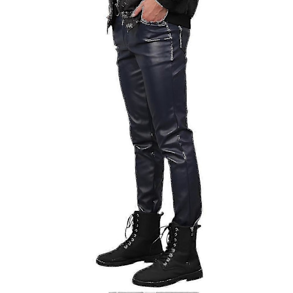 Youthup Herre Stretch Tight Faux Skinnbukser Navy blue EU 40