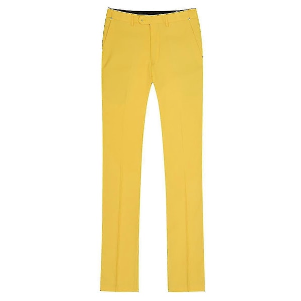 Herre Jakkesæt Business Casual 3-delt Jakkesæt Blazer Bukser Vest 9 Farver Yellow 3XL
