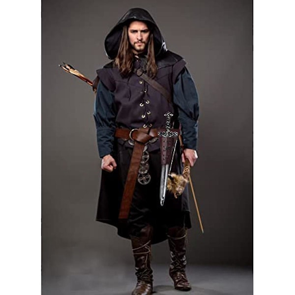 Medeltida Svärdhölster i Läder Bälte Pirathölster Bälte För Cosplay, svart